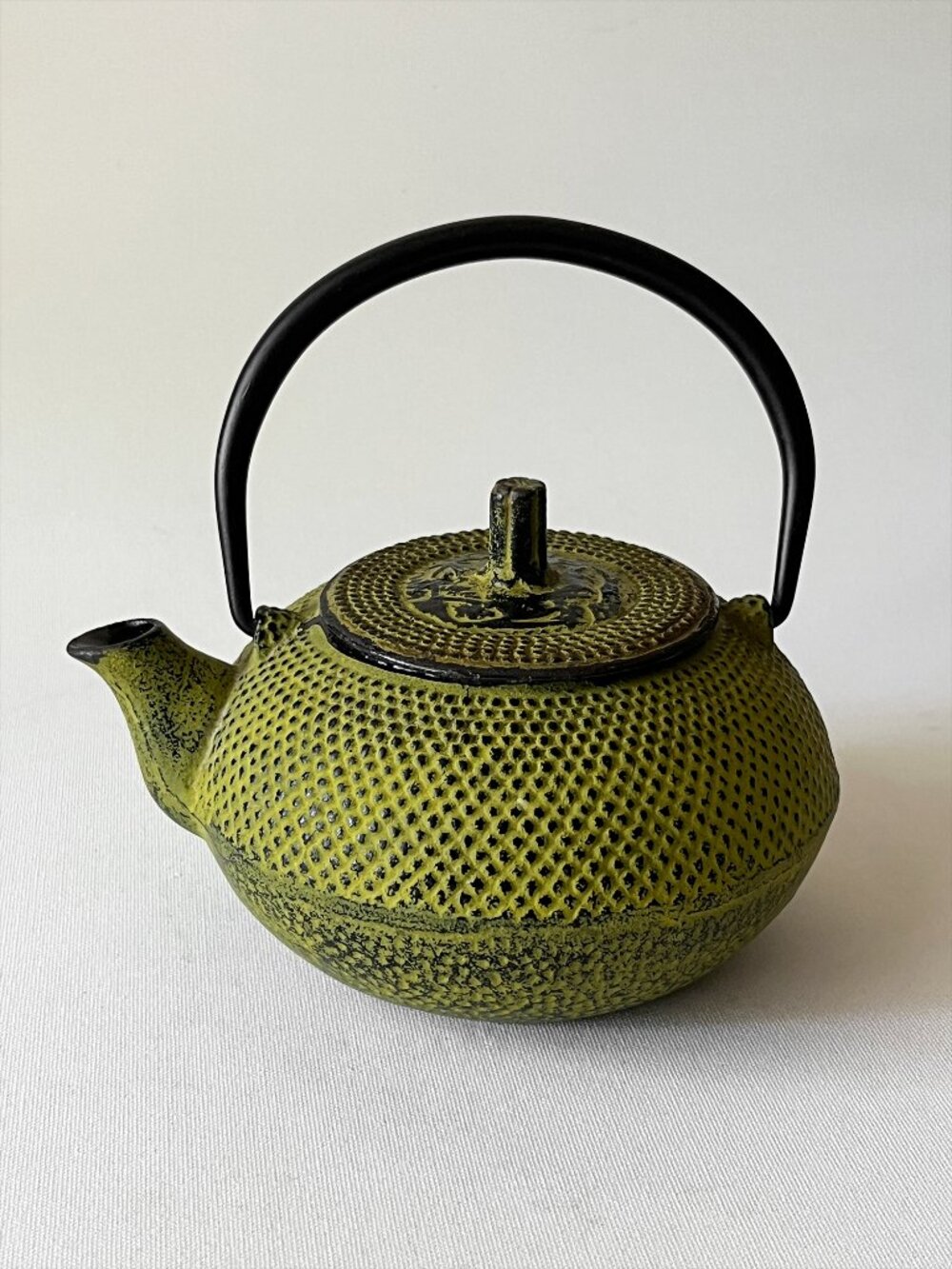 Vintage Green Japanese Nanbu Tekki Style Cast Iron Teapot Tetsubin